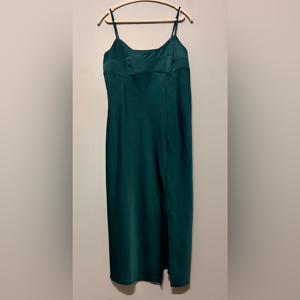 A New Day Emerald Green Slip Midi Dress Size M Satin Cami Dress